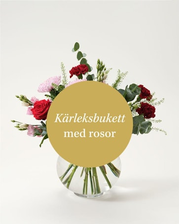 Kärleksbukett med röda rosor
