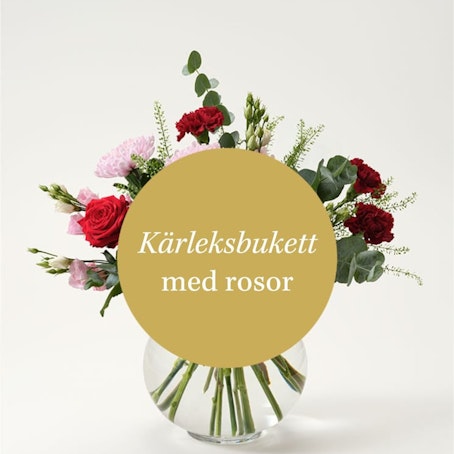Kärleksbukett med röda rosor