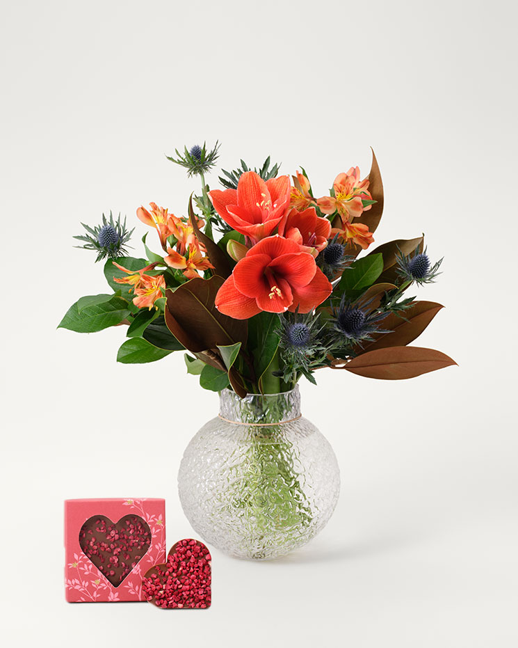 Fars dag-bukett med chokladhjärta