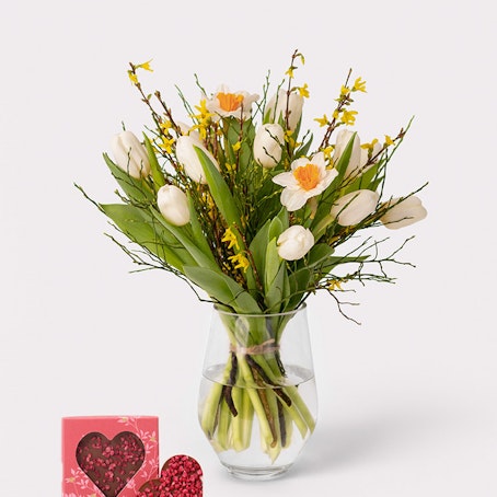 Februaribuketten med chokladhjärta