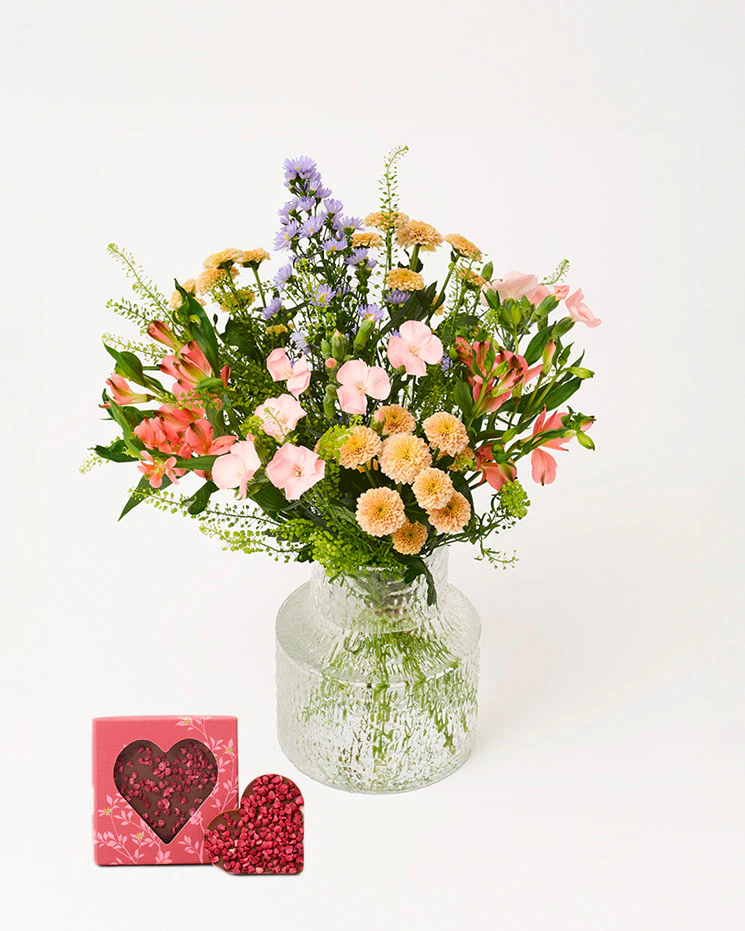 Aprilbuketten med chokladhjärta