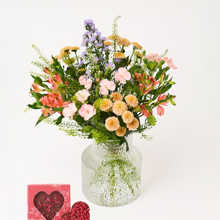 Aprilbuketten med chokladhjärta