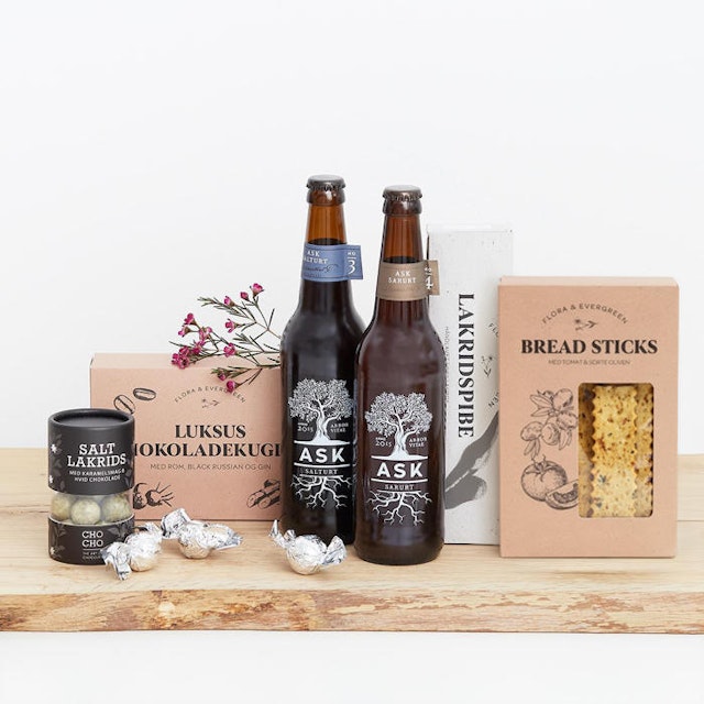 Gavekurv til ham med øl (Floristens kreative valg)