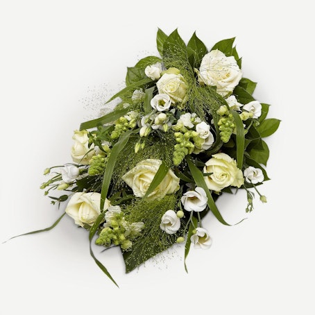 Bårebuket, hvid (Floristens kreative valg)