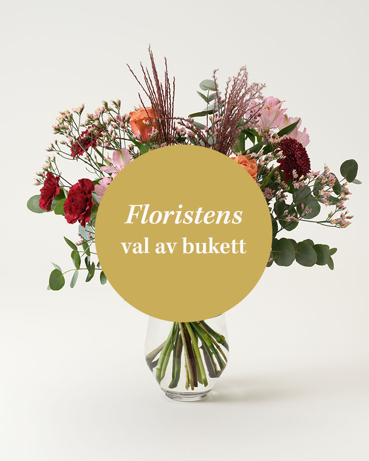 Låt floristen skapa en vacker blombukett! Floristens val - blombukett. Den lokala floristen arrangerar vacker blombukett med tillgängliga säsongsblommor. Blomstersorter kan variera under olika säsonger och i olika blomsterbutiker.